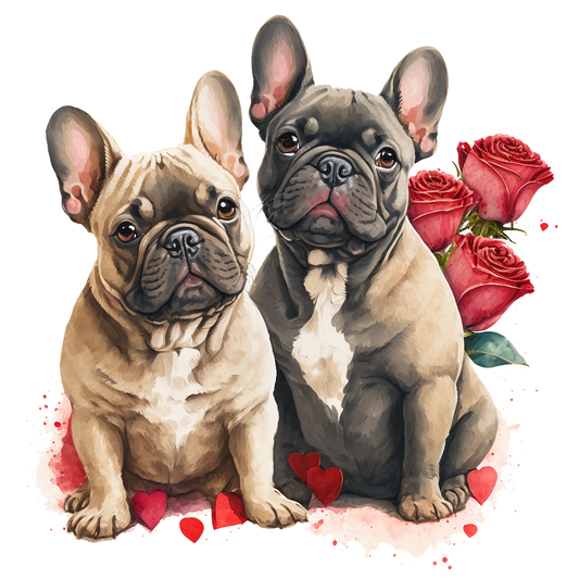 Französische Bulldogge Bügelbild Herzen #10