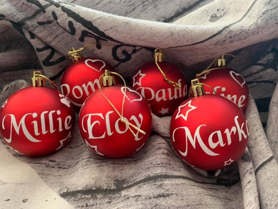 Weihnachtskugeln aus Kunststoff (ein Name)