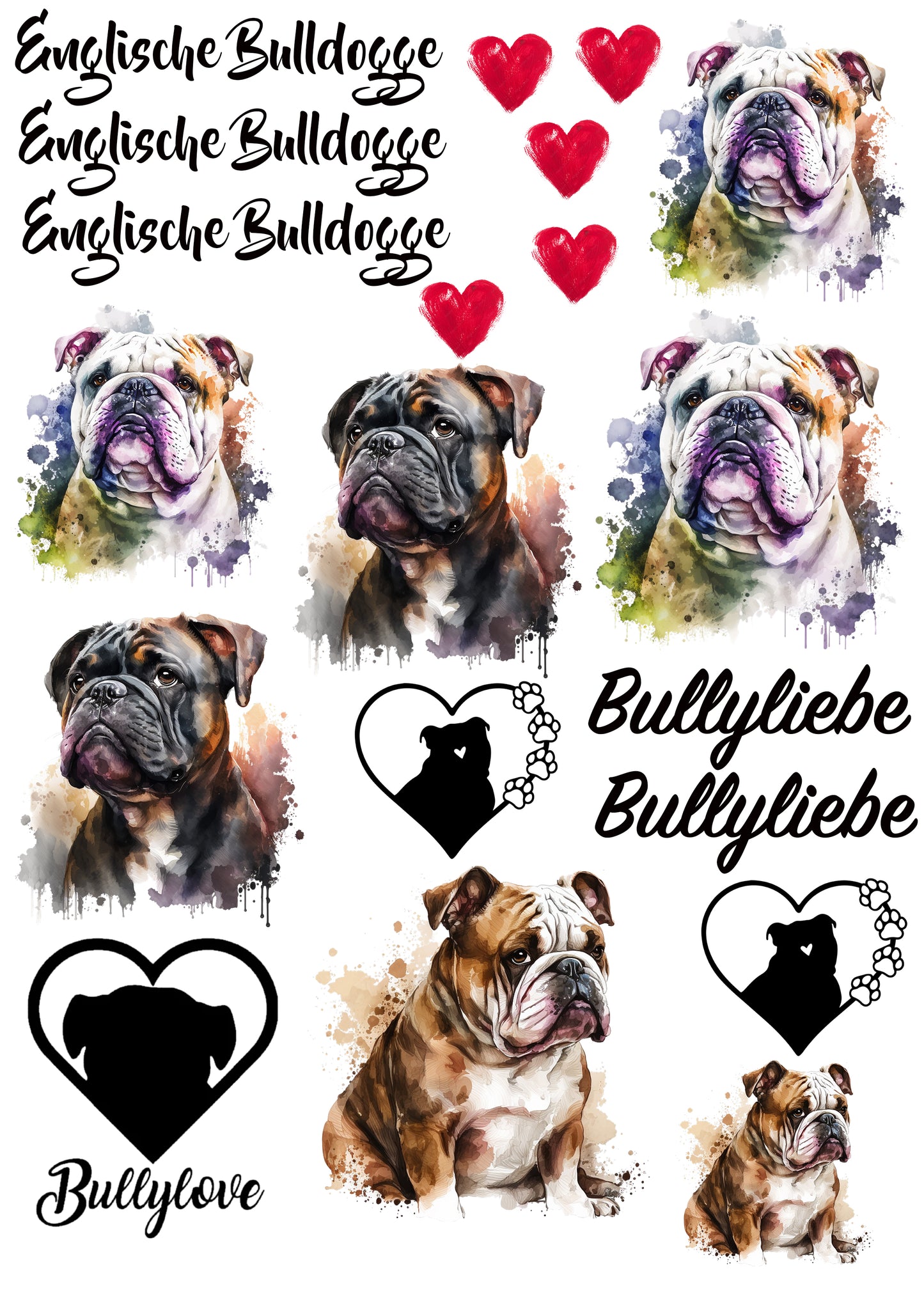 Englische Bulldogge Wasserschiebefolie / Kerzentattoos #4