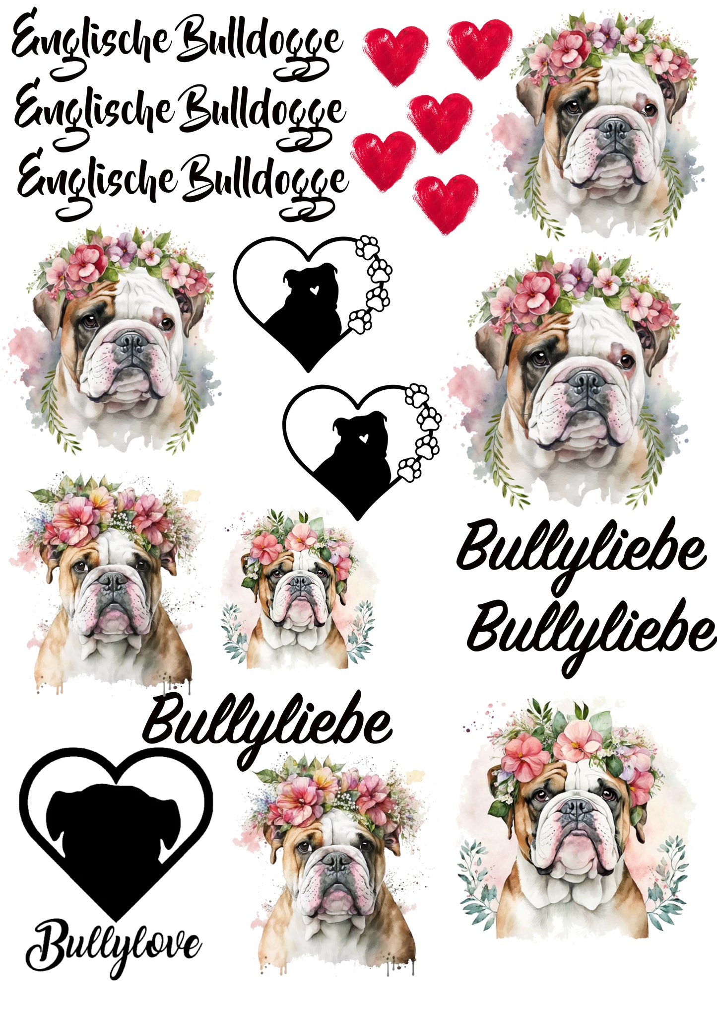 Englische Bulldogge Wasserschiebefolie / Kerzentattoos #6