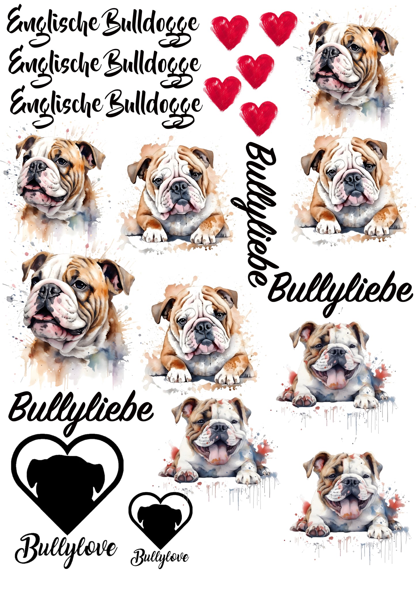 Englische Bulldogge Wasserschiebefolie / Kerzentattoos #3