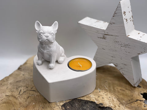 Französische Bulldogge Figur mit Teelichthalter