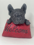 Französische Bulldogge Figur - Welcome zweifarbig