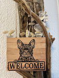 Französische Bulldogge Türschild / Dekoschild Welcome