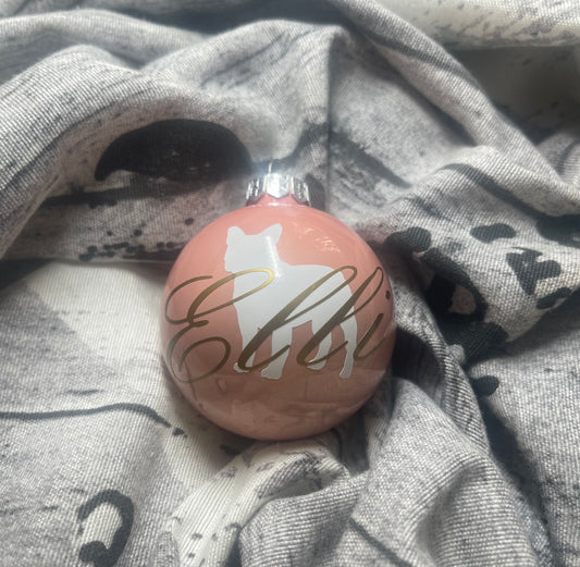 Weihnachtskugeln mit Wunschrasse und Namen aus Glas