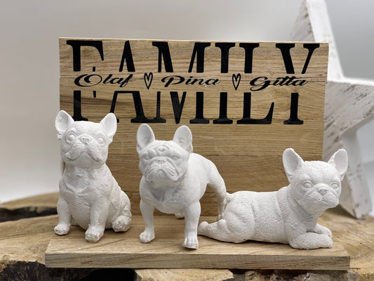 Dekotablett / Dekoration Familie / Frenchie Figuren