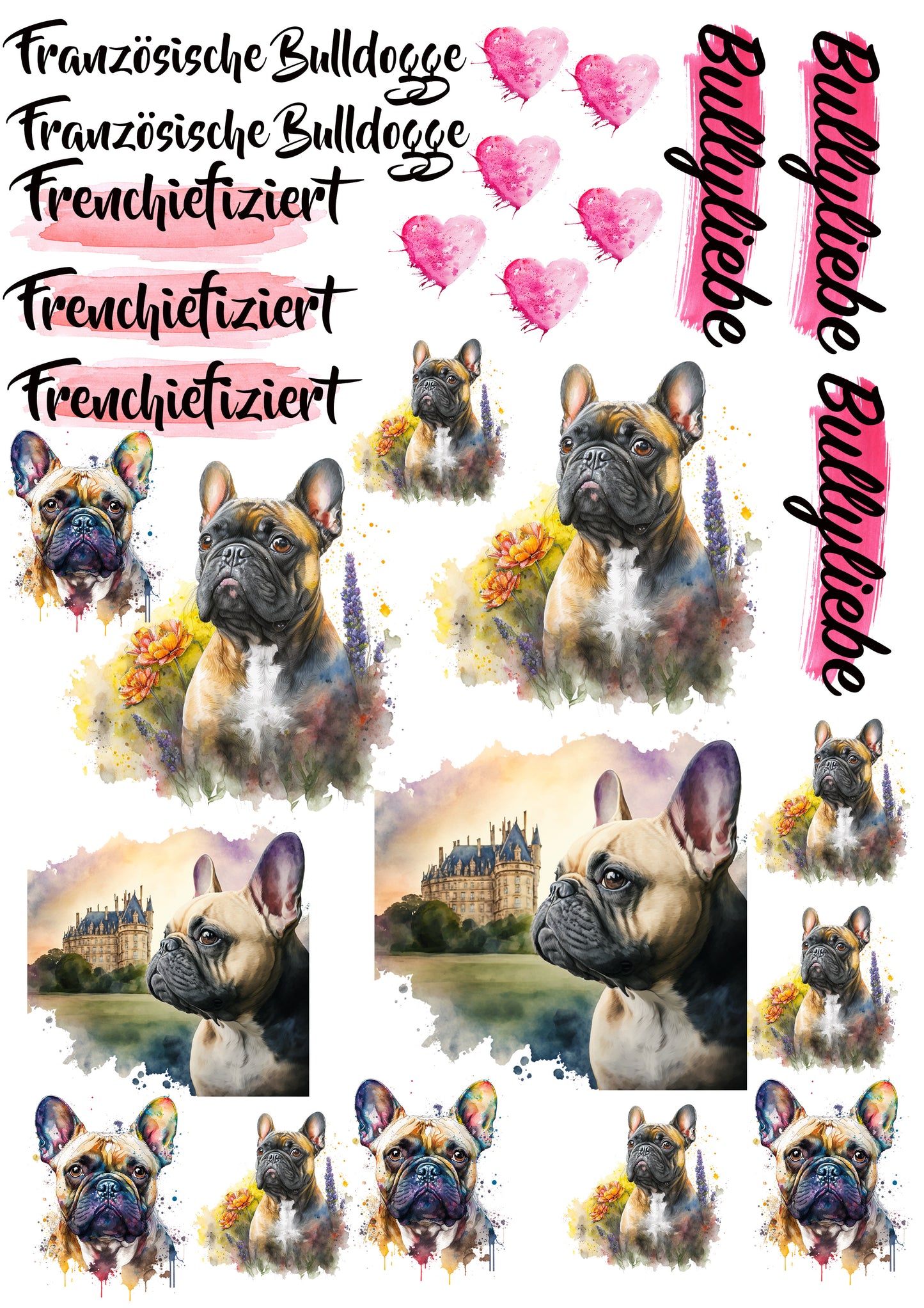 Französische Bulldogge Wasserschiebefolie / Kerzentattoos #7