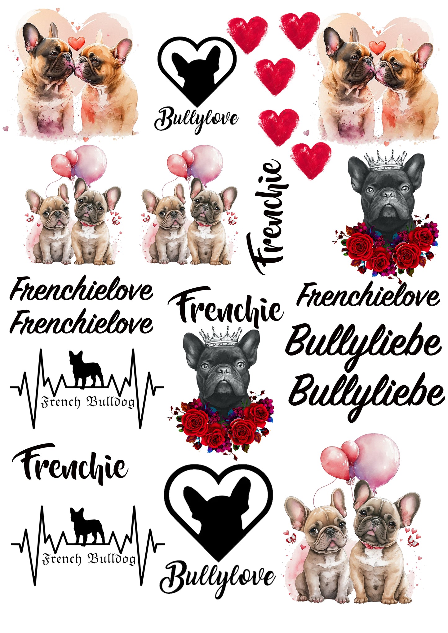 Französische Bulldogge Wasserschiebefolie / Kerzentattoos #6