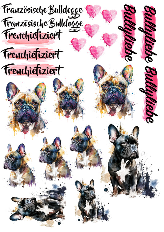 Französische Bulldogge Wasserschiebefolie / Kerzentattoos #12