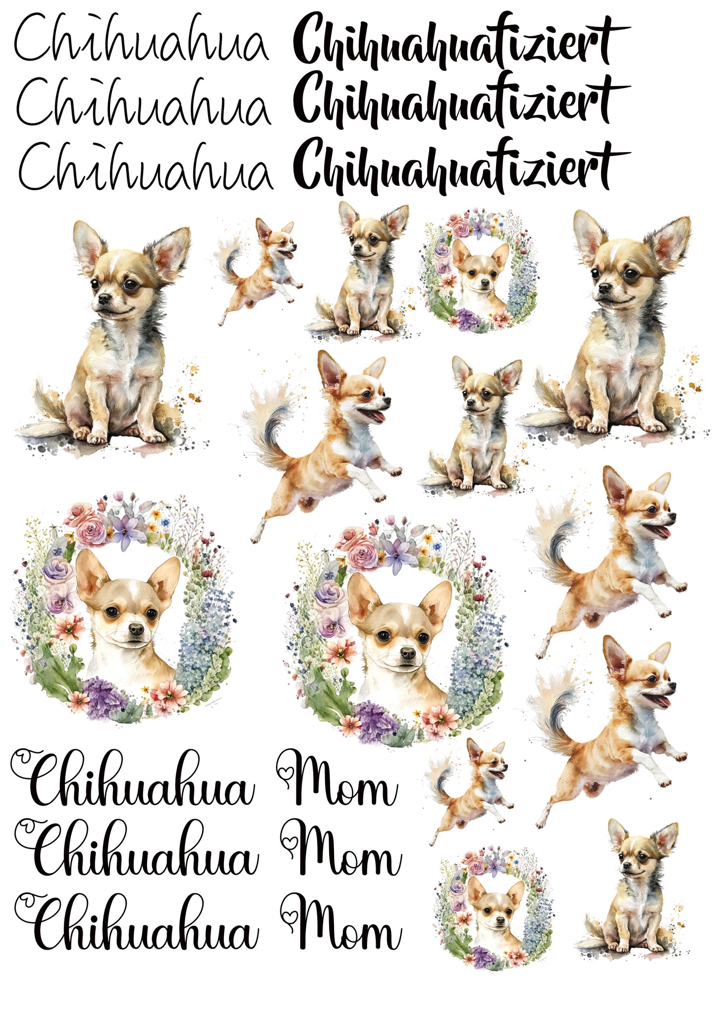 Chihuahua Wasserschiebefolie / Kerzentattoos #2