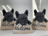 Französische Bulldogge Figur - Welcome zweifarbig