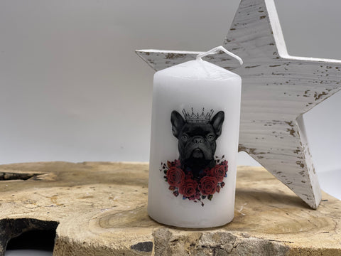 Französische Bulldogge Kerze / Stumpenkerze